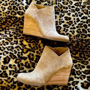 Lucky Brand Suede Wedge Boots Booties